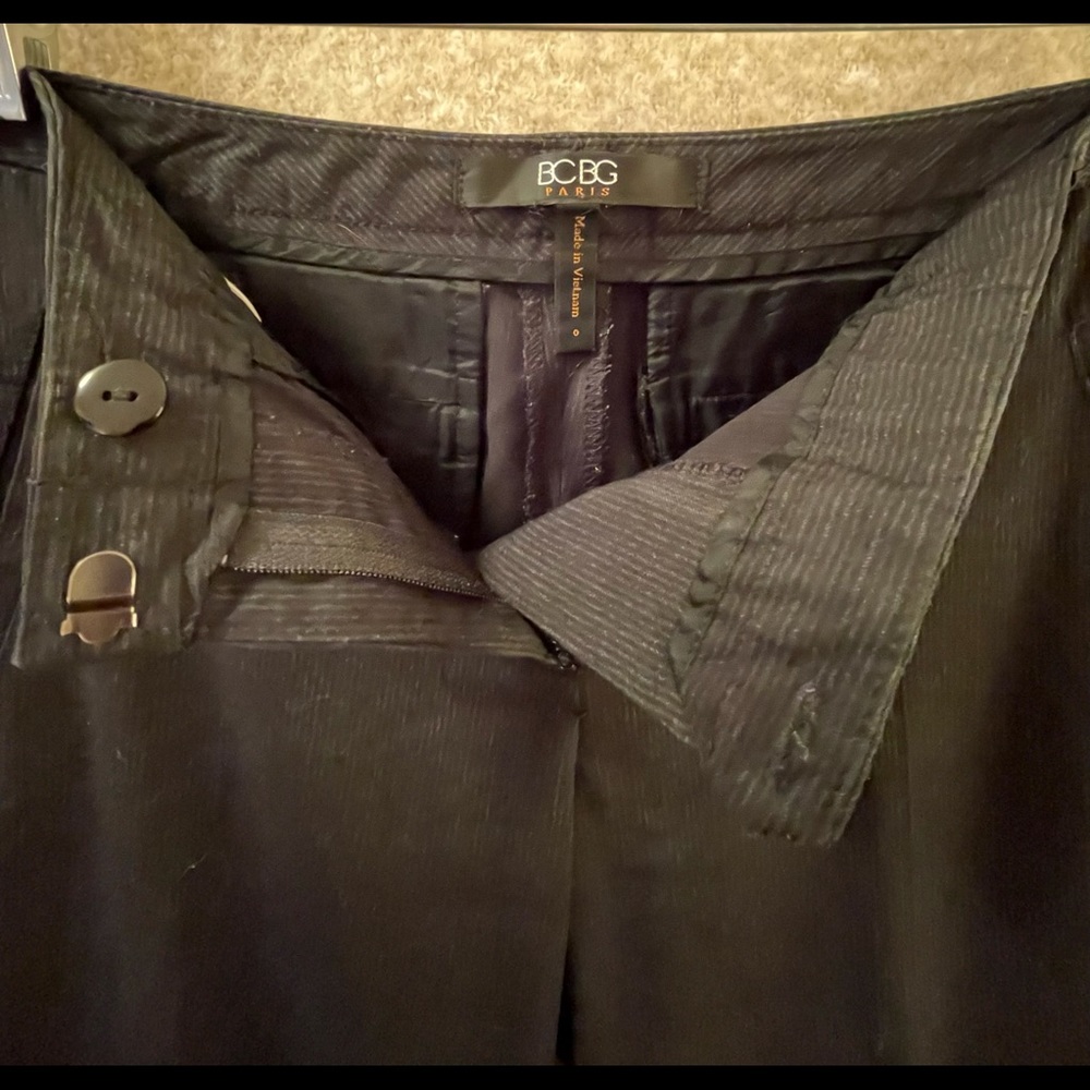 Pinstripe straight leg slacks